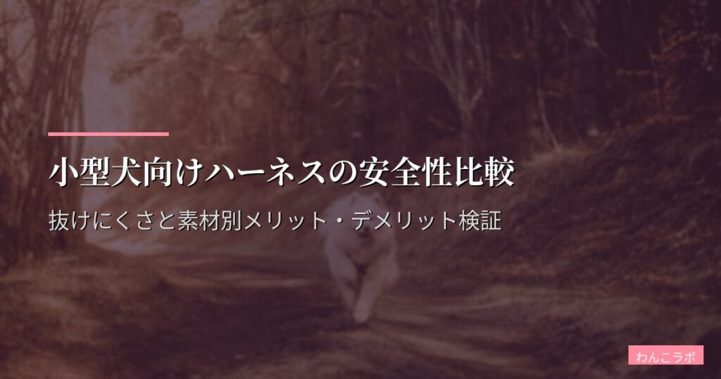 小型犬向けハーネスの安全性比較｜抜けにくさと素材別メリット・デメリット検証