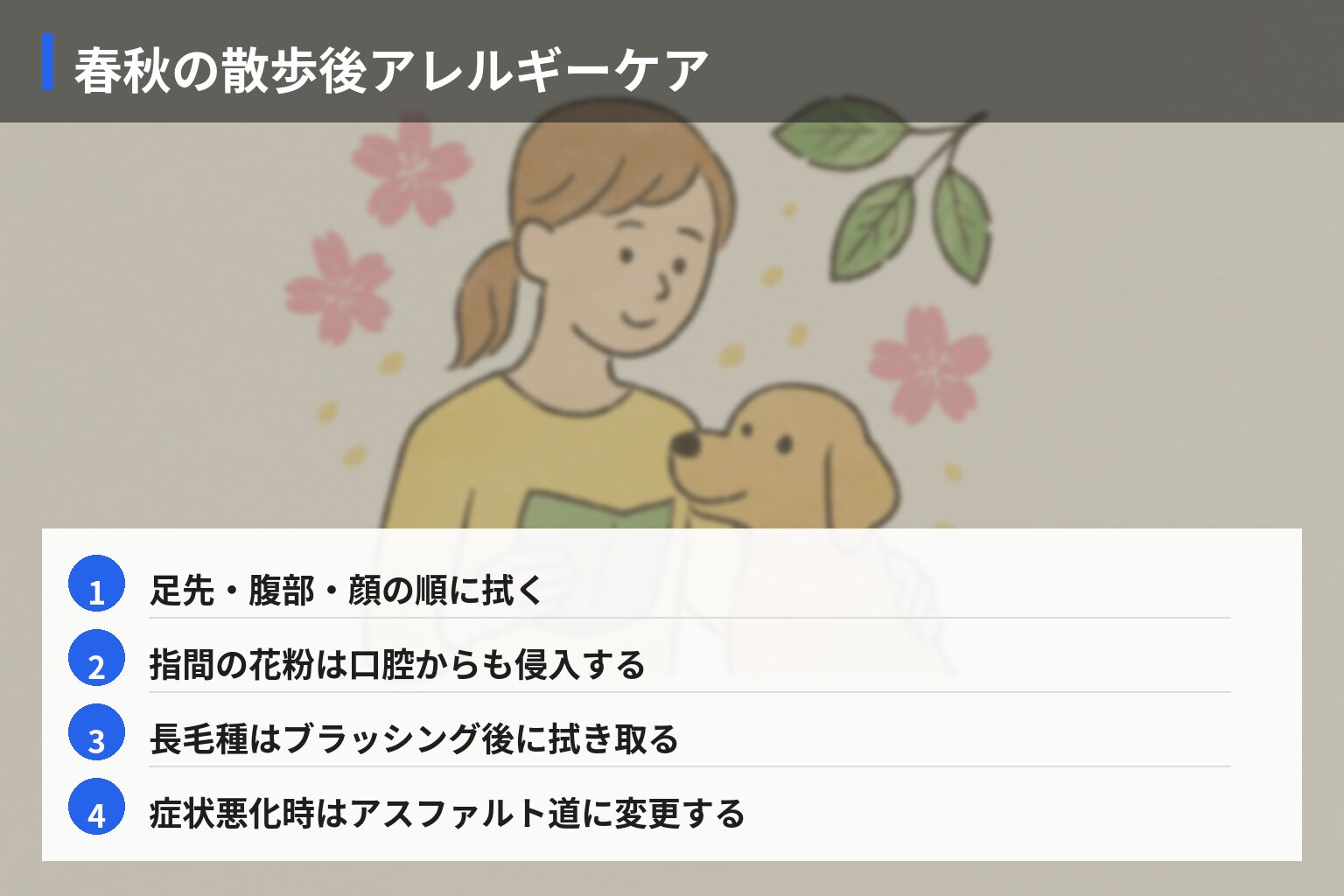 季節ごとのアレルギー対策実践ガイドの図解・説明イラスト