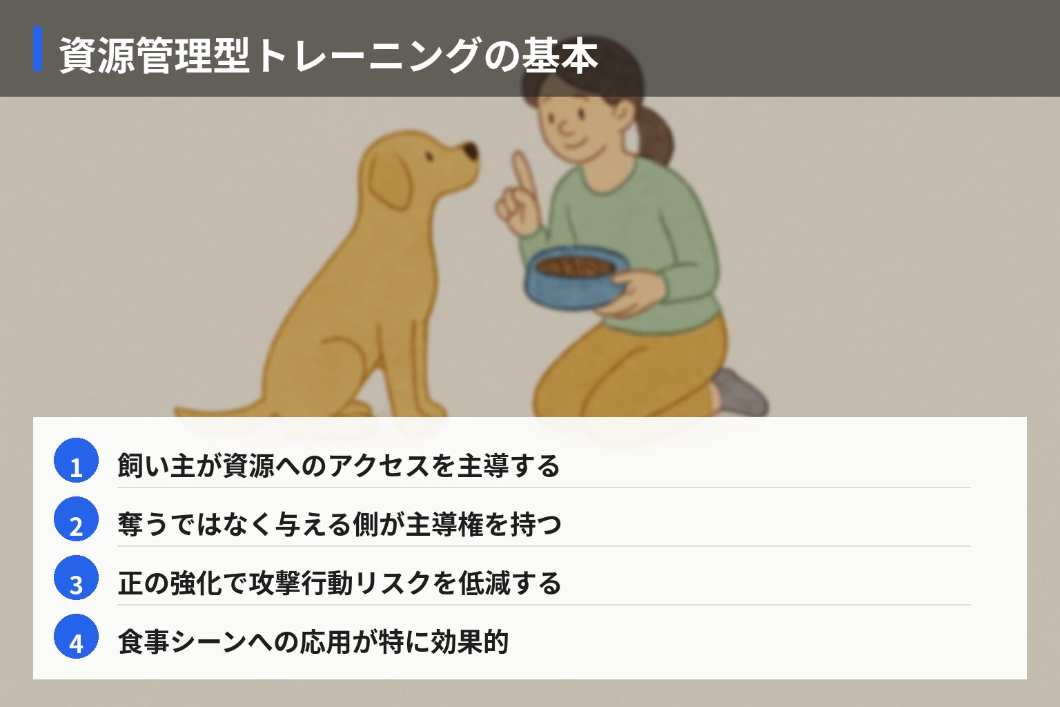 資源管理型トレーニングの基本と食事シーンでの応用手順の図解・説明イラスト