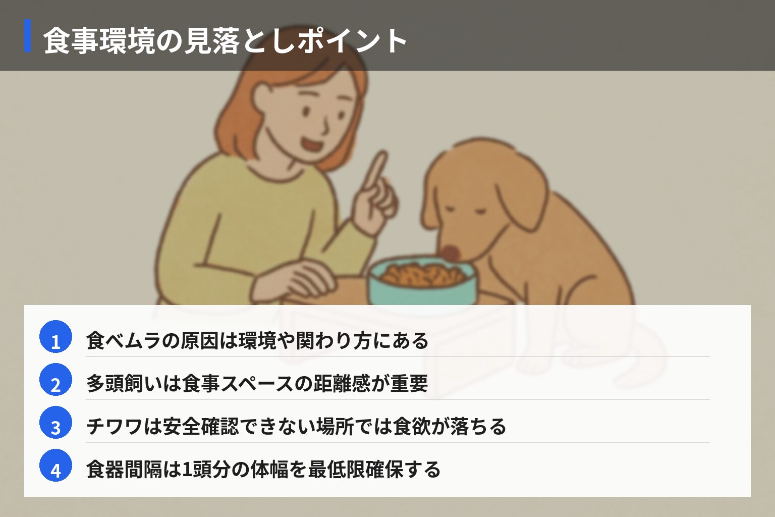 食事環境づくりで見落としがちなポイントの図解・説明イラスト