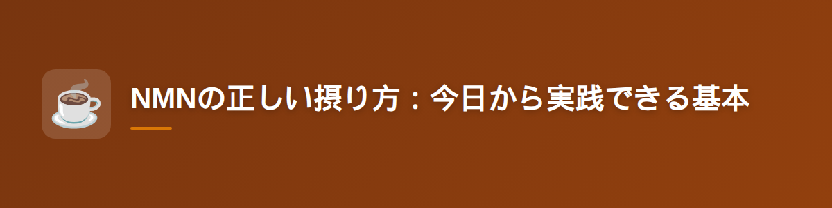 NMNの正しい摂り方：今日から実践できる基本